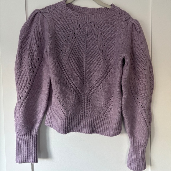 Anthropologie Lavender Balloon Sleeve Knit Sweater (XS) - Picture 1 of 4